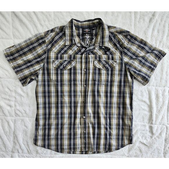 Harley Davidson Other - Harley-Davidson® Men's Snap-Front Plaid 3D Embroidered Short Sleeve Shirt, 2XL